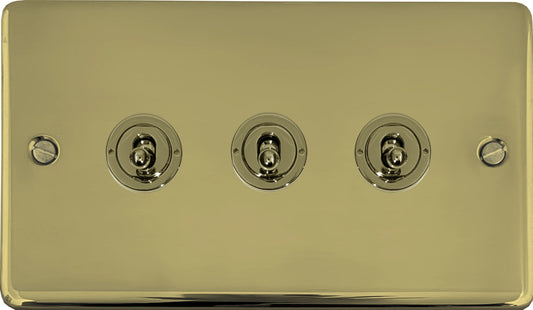 Contour Polished Brass 3 Gang Toggle Switch