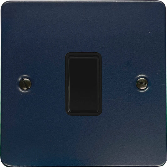Flat Blue 1 Gang Switch (Black Switch)