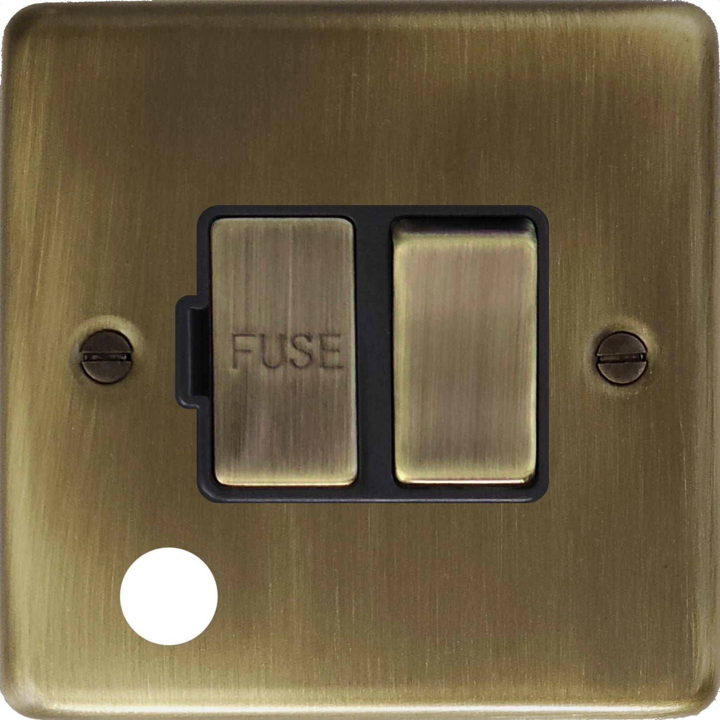 Contour Antique Brass Switched Fuse Spur with Flex Outlet (Brass Switch)