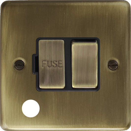 Contour Antique Brass Switched Fuse Spur with Flex Outlet (Brass Switch)
