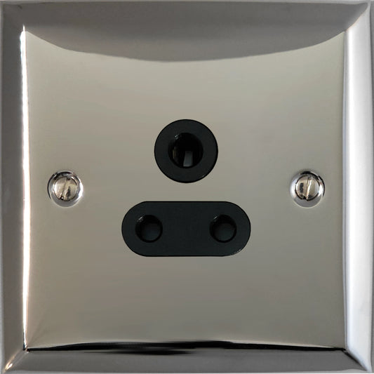 Spectrum Polished Chrome 5 Amp Socket (Black Plastic) - Spectrum range electrical socket