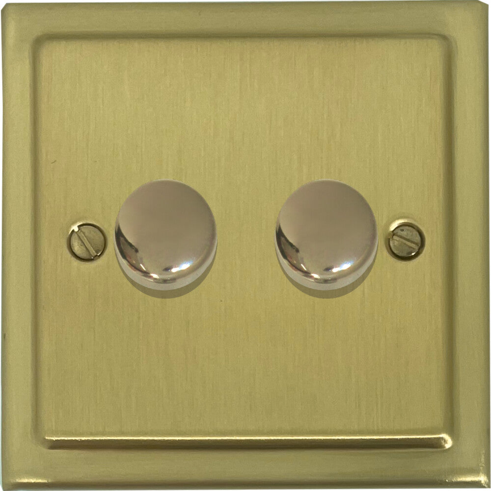 Victorian Satin Brass 2 Gang LED Dimmer