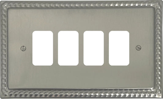 Georgian Satin Nickel 4 Gang Grid Plate