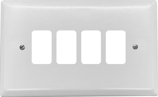 Spectrum Flat White 4 Gang Grid Plate