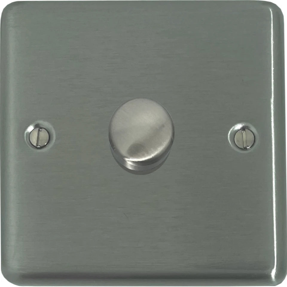 Contour Brushed Steel 1 Gang LED Dimmer 120W
