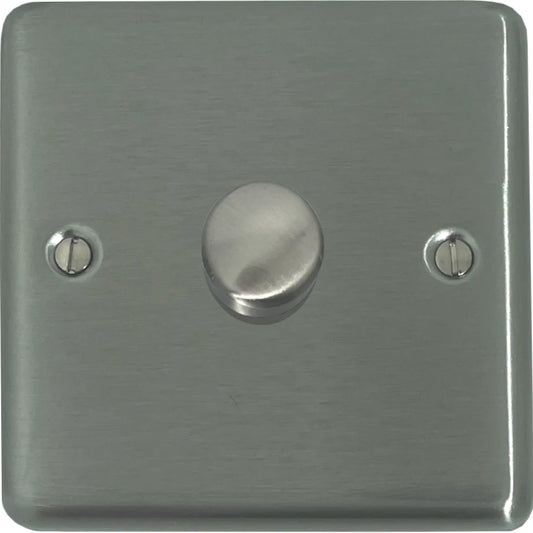 Contour Brushed Steel 1 Gang LED Dimmer 120W