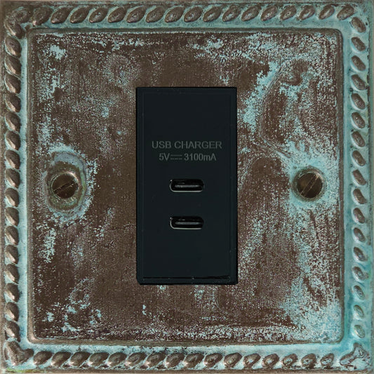 Monarch Verdigris 1 Gang  2 x USB-C