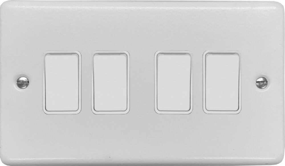 Contour Flat White 4 Gang Switch
