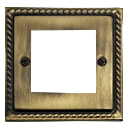 Georgian Light Antique Brass 2 Gang 2 Module Plate