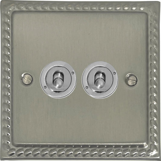 Georgian Satin Nickel 2 Gang Toggle (Brushed Steel Toggle)