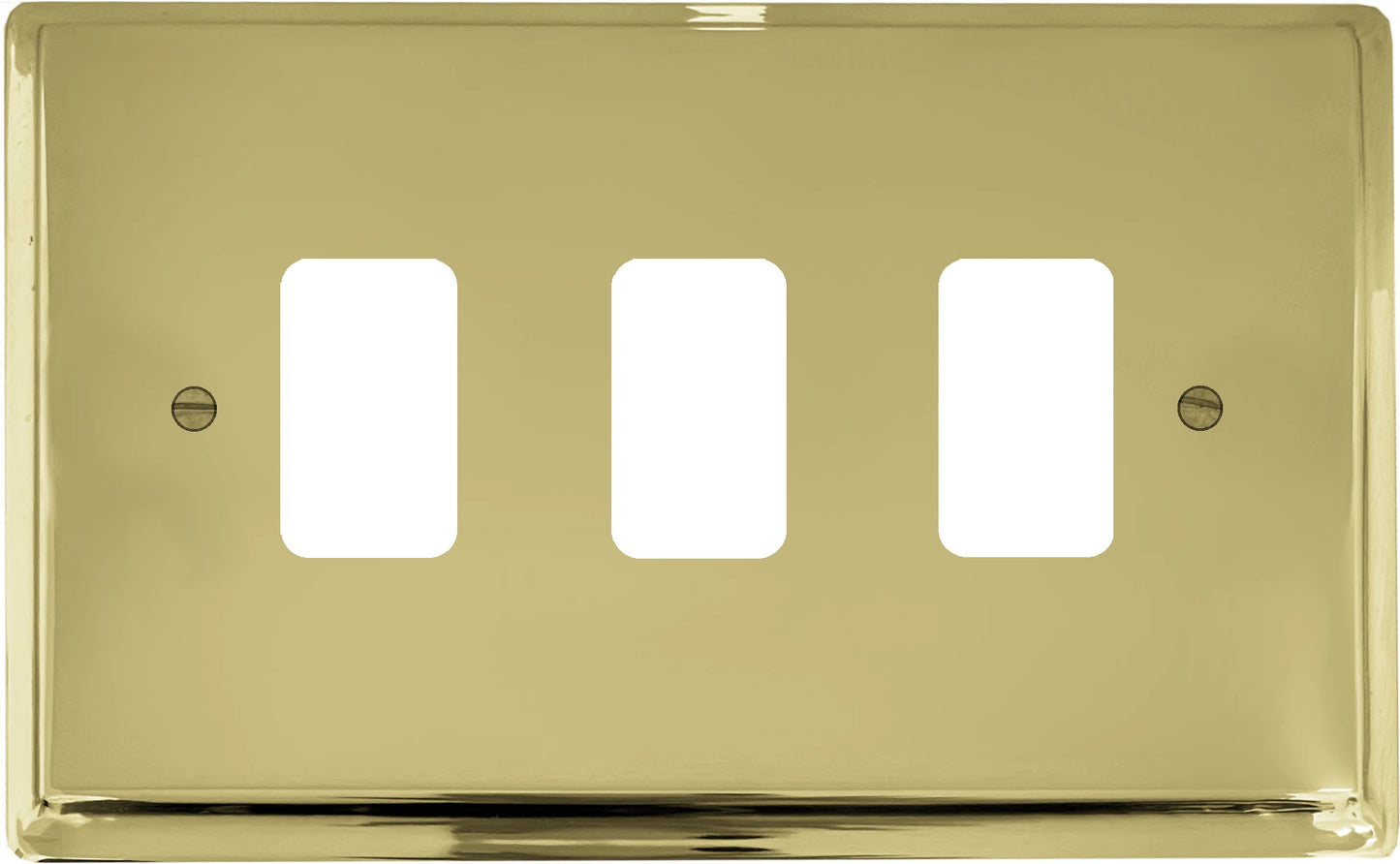Deco Polished Brass 3 Gang Grid Plate
