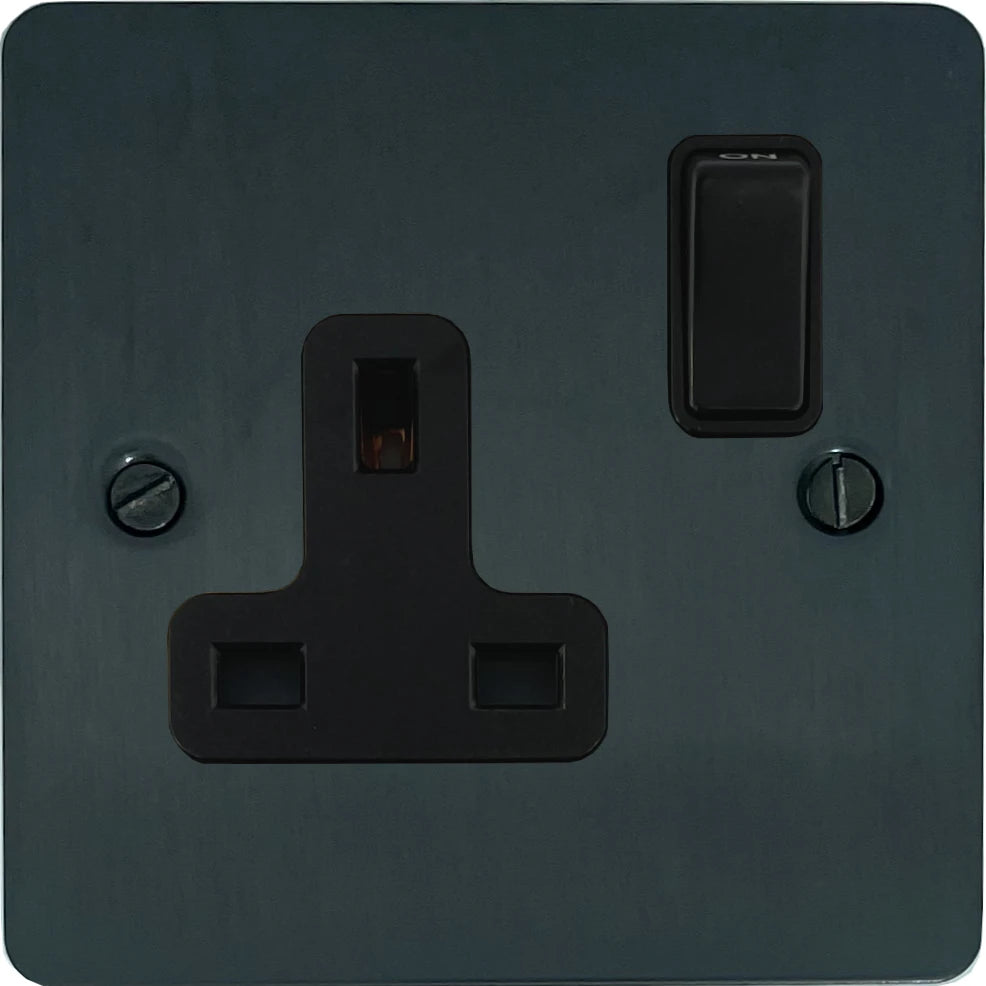 Flat Black Bronze 1 Gang Socket