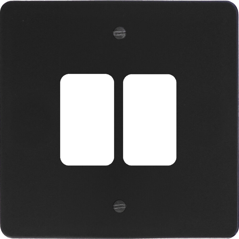 Flat Black 2 Gang Grid Plate