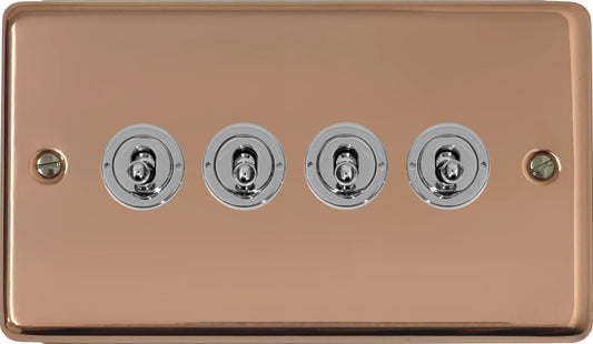 Contour Bright Copper 4 Gang Grid Toggle Plate