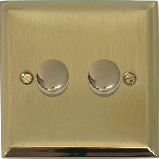 Deco Satin Brass 2 Gang LED Dimmer