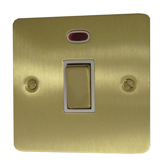 Flat Satin Brass 20A DP Switch & Neon
