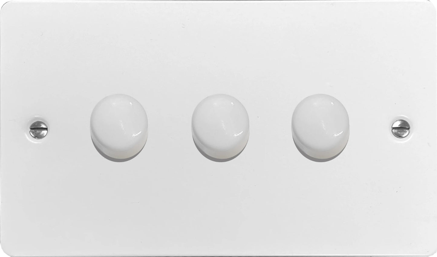 Flat White 3 Gang 120W LED Dimmer