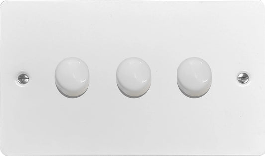 Flat White 3 Gang 120W LED Dimmer