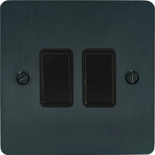 Flat Black Bronze 2 Gang Switch