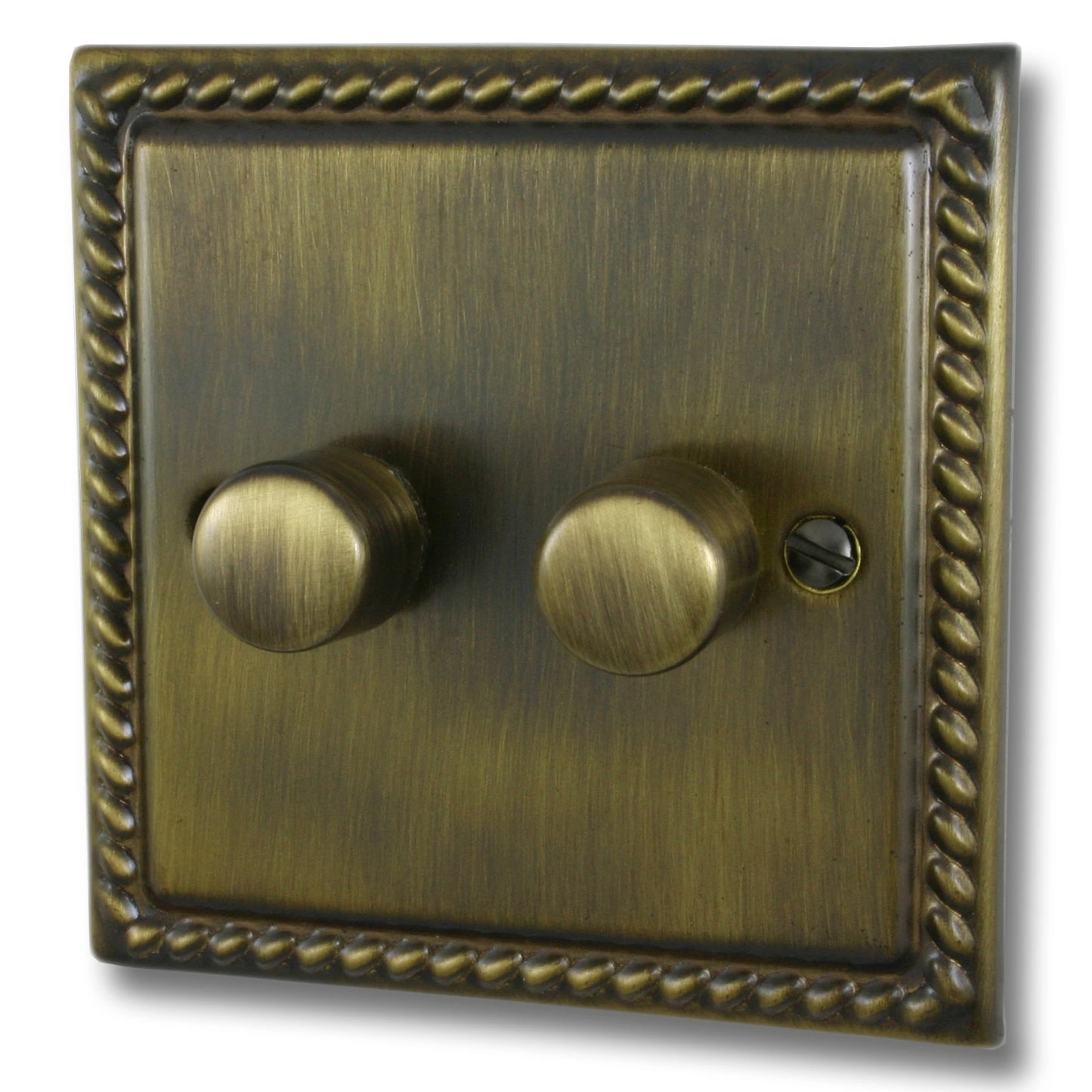 Georgian Antique Brass 2 Gang LED Dimmer
