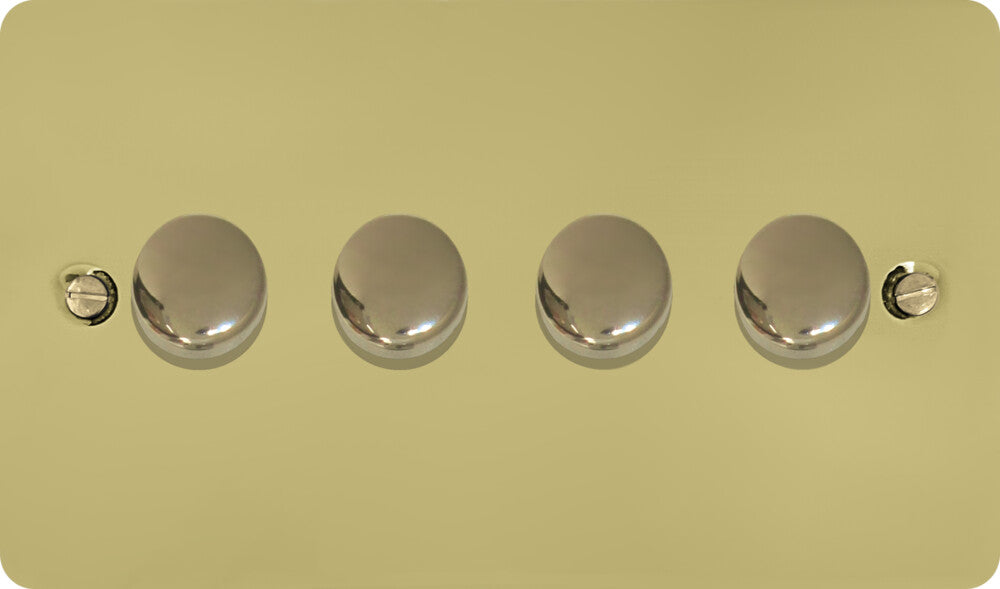Flat Polished Brass 4 Gang Dimmer LED