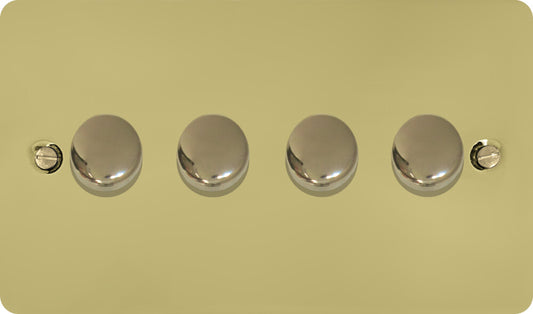 Flat Polished Brass 4 Gang Dimmer LED