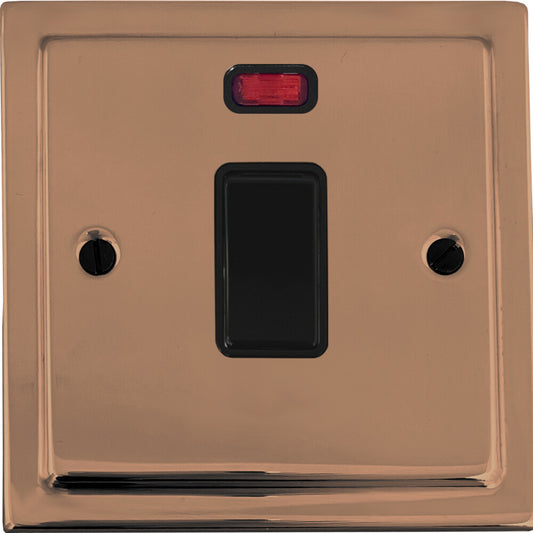 Victorian Polished Copper 20 Amp Dp Switch & Neon