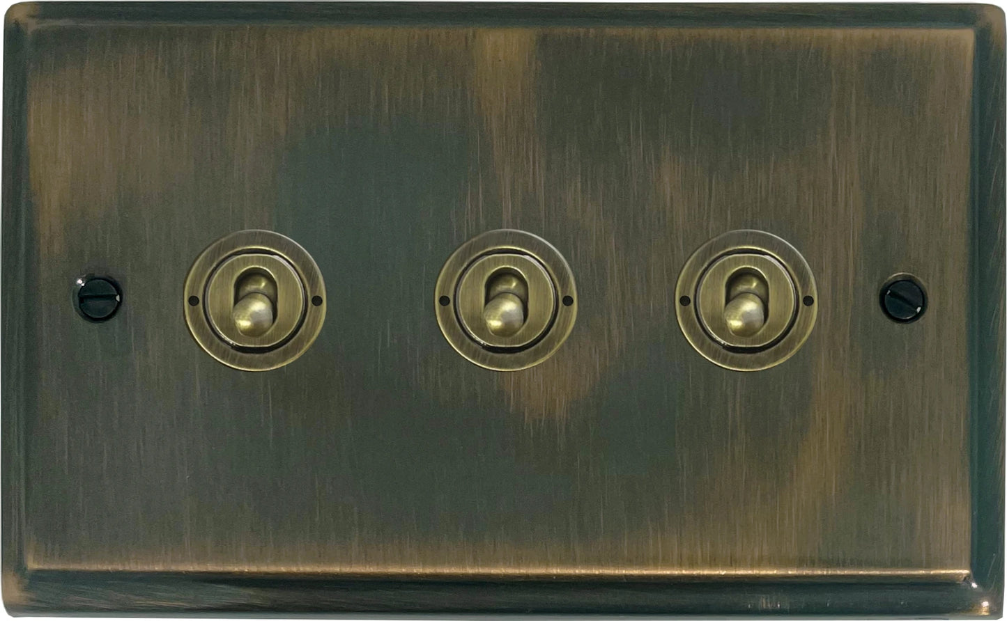 Deco Antique Brass 3 Gang Toggle Switch