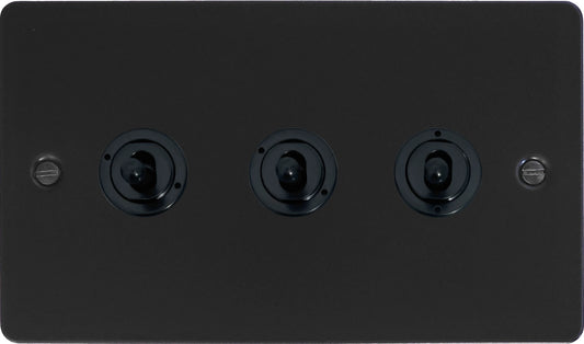 Flat Black 3 Gang Toggle Switch (Flat Black Toggle)