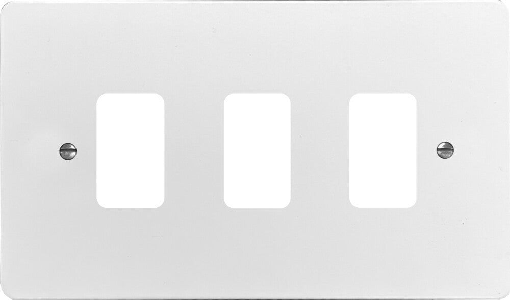 Flat White 3 Gang Grid Plate