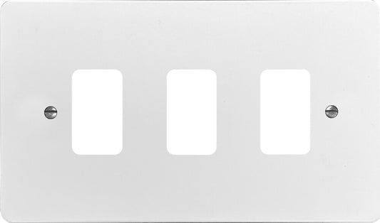 Flat White 3 Gang Grid Plate