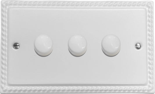 Georgian Flat White 3 Gang Dimmer LED