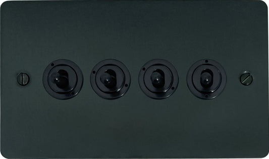 Flat Black Bronze 4 Gang 2 Way Toggle (Flat Black Toggle)