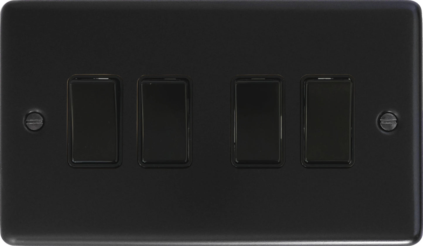 Contour Flat Black 4 Gang Switch (Black Switches)
