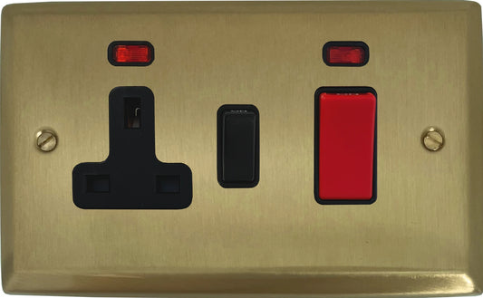 Spectrum Satin Brass Cooker Socket (Black Plastic)