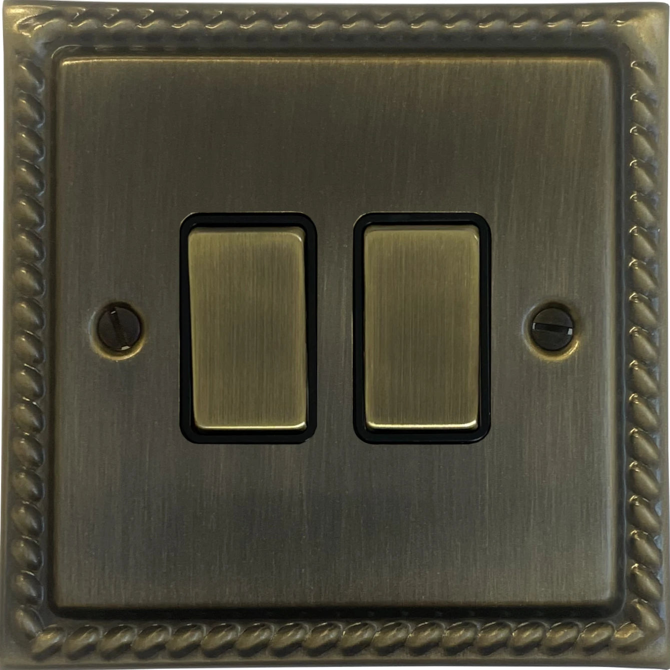 Georgian Antique Brass 2 Gang Switch (Brass Switch)