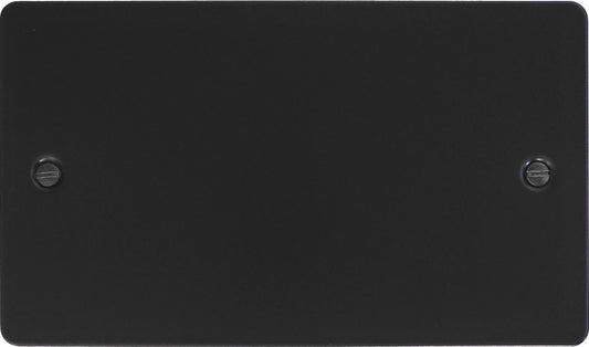 Flat Black 2 Gang Blank Plate