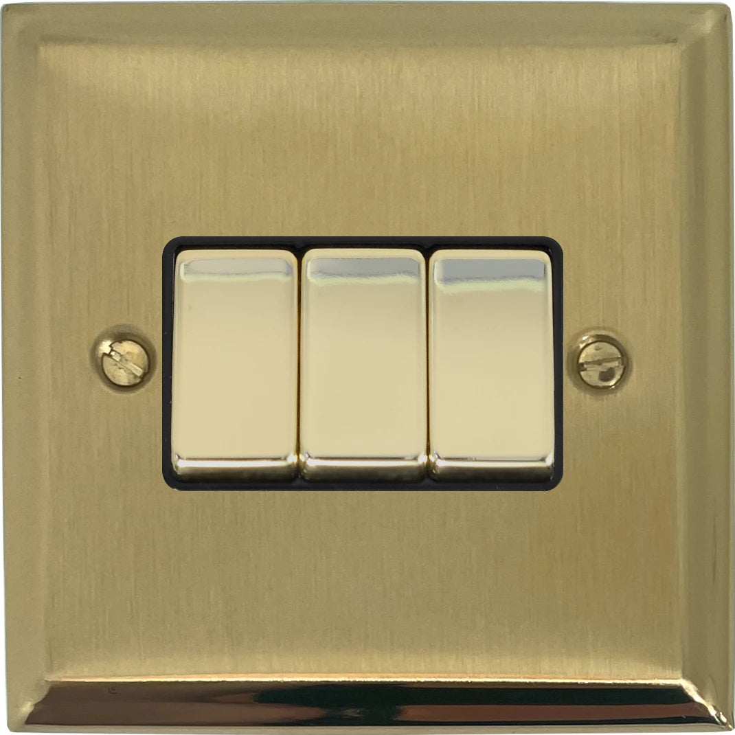 Deco Satin Brass 3 Gang Switch
