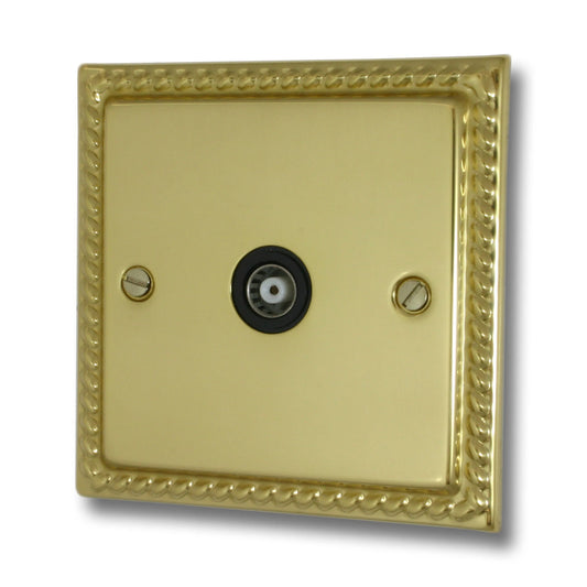 Georgian Polished Brass 1 Gang Coax Point
