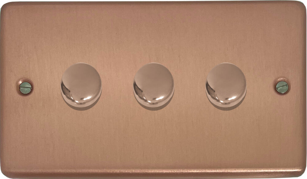 Contour Rose Gold 3 Gang 120W LED Dimmer