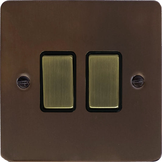 Flat Medium Bronze 2 Gang Switch