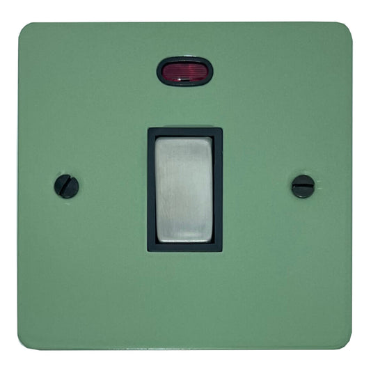 Flat Sage Green 20 Amp DP Switch (Satin Chrome Switches/Black Inserts)