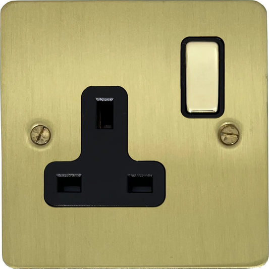 Flat Satin Brass 1 Gang Socket