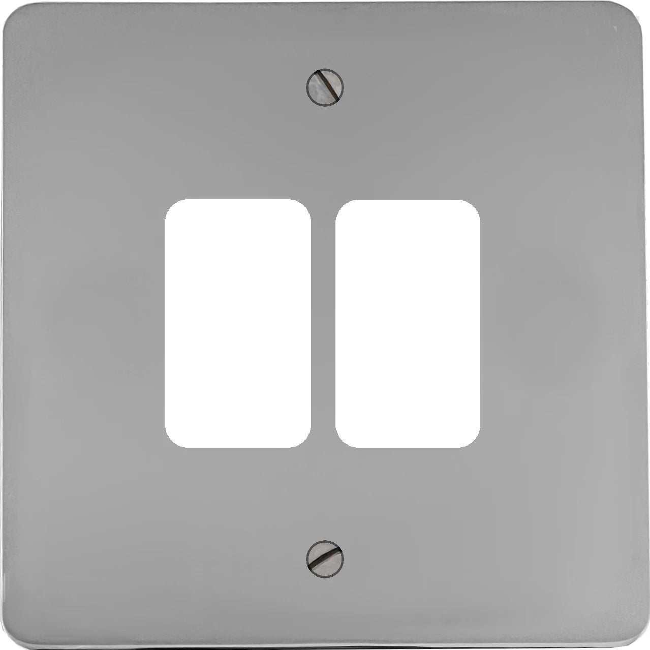 Flat Polished Chrome 2 Gang Grid Plate
