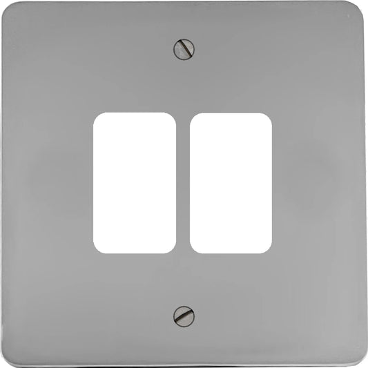 Flat Polished Chrome 2 Gang Grid Plate