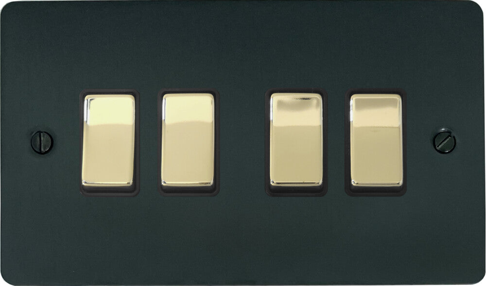 Flat Black Bronze 4 Gang 2 Way Switch
