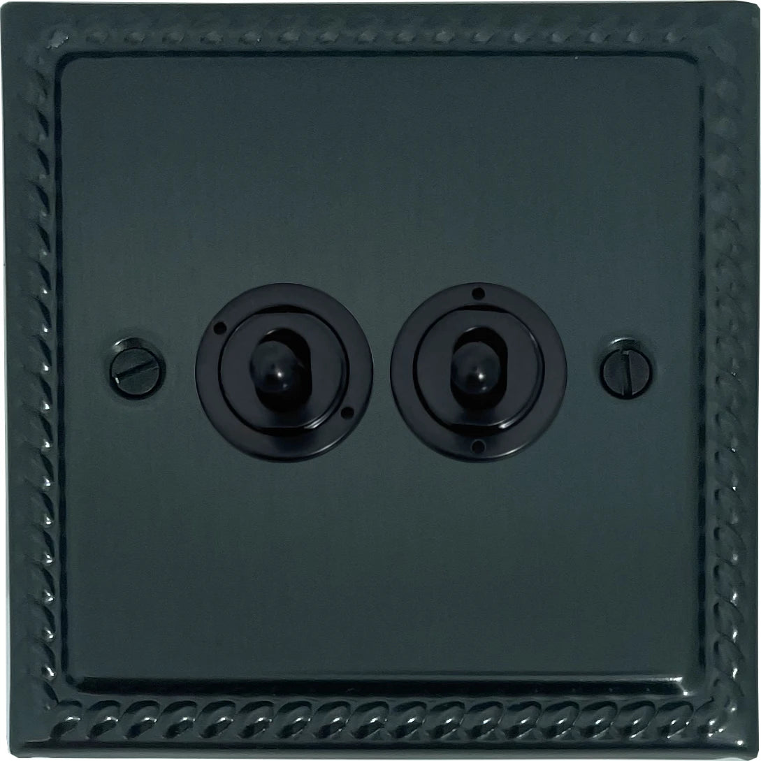 Georgian Black Bronze 2 Gang Toggle Switch (Black Toggle)