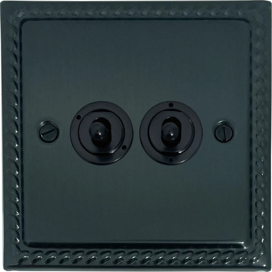 Georgian Black Bronze 2 Gang Toggle Switch (Black Toggle)