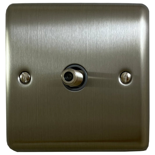 Basics Brushed Steel 1 Gang Sat Point