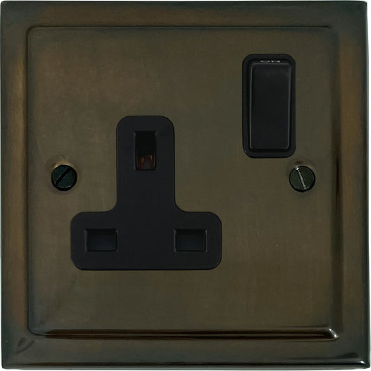 Victorian Medium Bronze 1 Gang Switched Socket